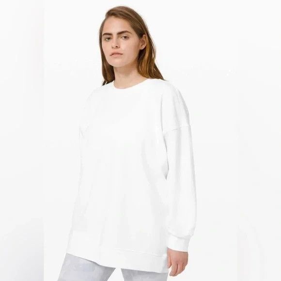 Lululemon Perfectly Oversized Crew Neck Sweatshirt White Size 10 Outdoors Lounge - Picture 1 of 8